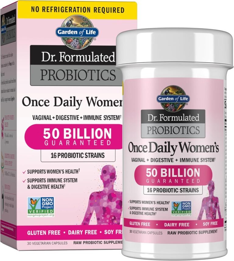 Garden of Life Once Daily Dr. Formulated Probiotics for Women 50 Billion CFU 16 Probiotic Strains with Organic Prebiotics for Digestive, Vaginal & Immune Health, Dairy Free, Shelf Stable 30 Capsules