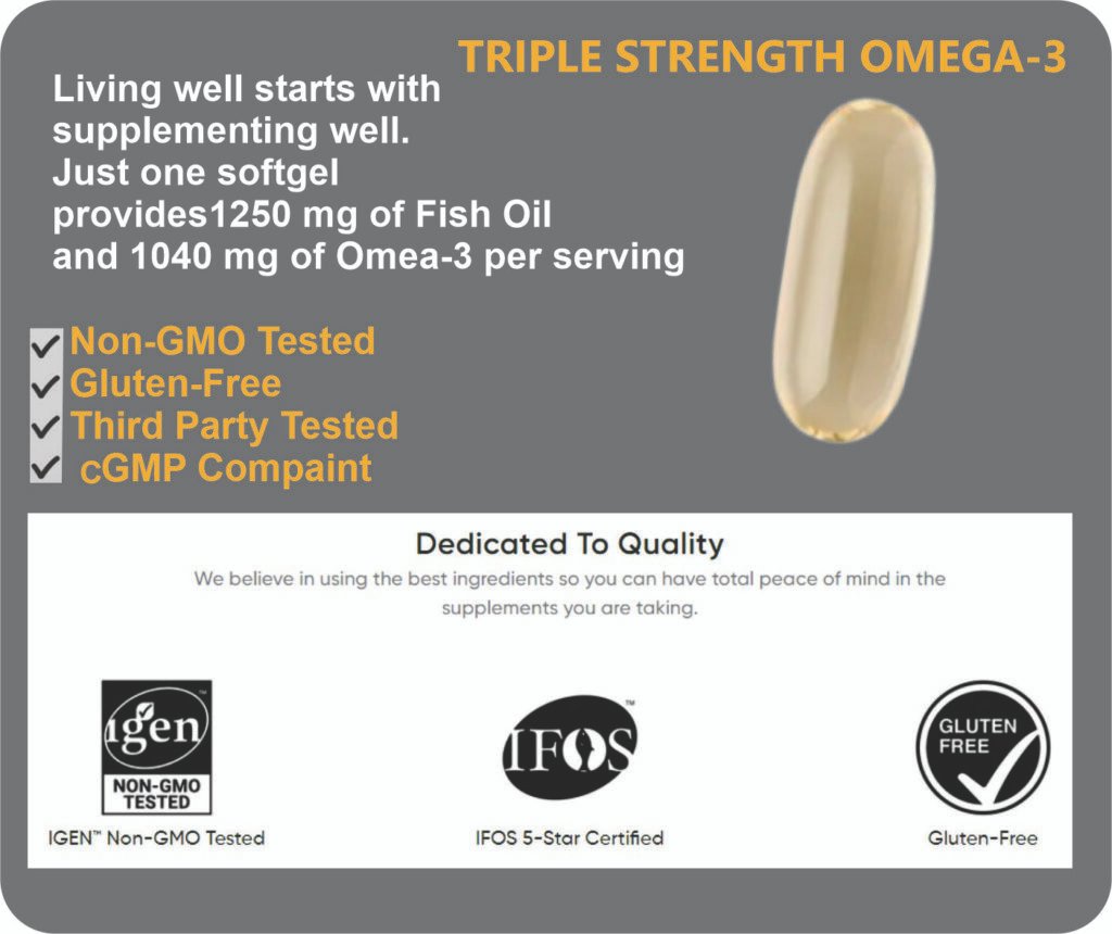 Triple Strength Omega 3 Fish Oil Supplement – Heart, Brain, and Eye Health in One Capsule