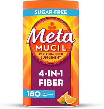 Meta Mucil Psyllium Fiber Supplement: Lower Cholesterol, Blood Sugar Support, and Digestive Health